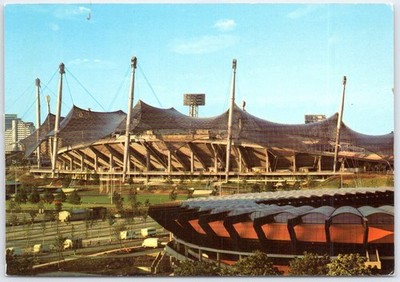 Vintage 1972 Munich Olympia Stadium & Cycling Track Postcard AZET Color