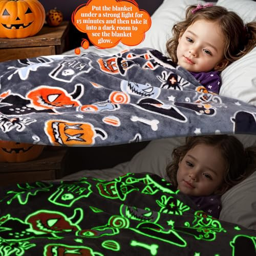 Halloween Blanket Cozy Soft Lightweight Fleece Fall Pumpkin Throw Blankets - Picture 5 of 7