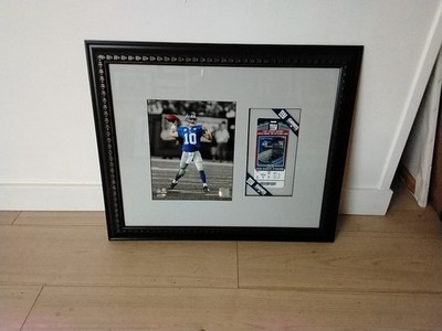 Eli Manning NY Giants Signed Photo Framed Stadium Inaugural Ticket Stub 20x24