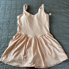Offline by Aerie Real Me Low Key Plié Dress w/ shorts ballet pink large NWT