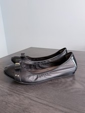 Cole Haan Black Leather Patent Cap Toe Ballet Flats Women  s 11B
