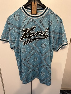 Karl Kani Herren T-Shirt Varsity Paisley Mesh Tee Blau Gr. L Neu mit Etikett