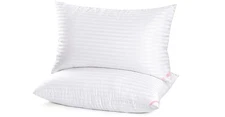 2-Pack Stripe Microfiber Bed Pillows – Breathable & Hotel Comfort