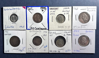 (8) World Silver Coins 0.8286 ASW Canada Philippines etc No Res