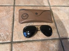 VINTAGE RAY BAN LEATHERS AVIATOR With TOBACCO LEATHER B L SUNGLASSES