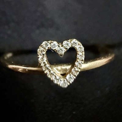 LOQUET LONDON - Heart 18ct Yellow Gold & 12 Diamond Ring Sz 54/7.5 - NEW IN BOX