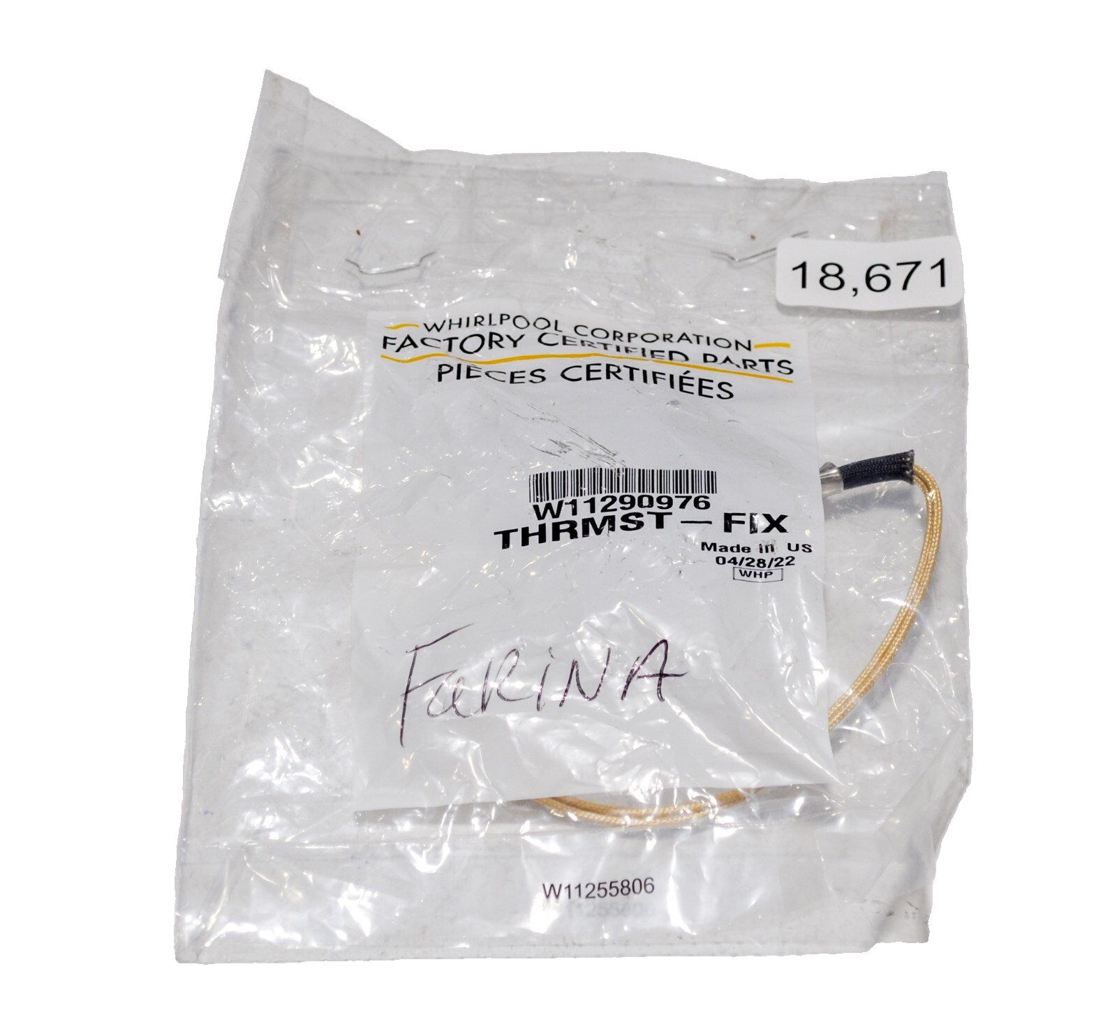 Whirlpool W11290976 Oven Thermostat Temperature Sensor Replacement Part-image