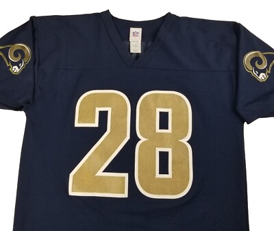 VINTAGE St Louis Rams Jersey Mens Large L Blue Gold Marshall