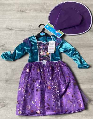 PEPPA PIG HALLOWEEN WITCH FANCY DRESS COSTUME DRESS & HAT 3-4 YEARS BNWT NEW - Picture 3 of 22