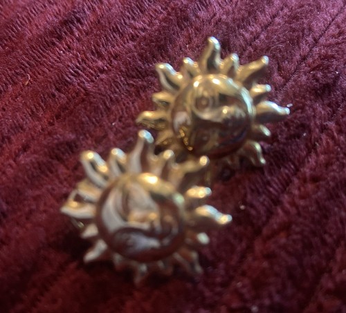 14K Gelbgold Sun Burst Gesicht Ohrringe 7/8" 5,1 Gramm - Bild 6 von 9