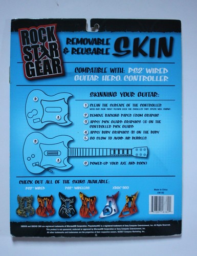 Rock Star Gear Removable Reusable Skins Sony PS2 Wired Guitar Hero Play Station - Picture 4 of 4