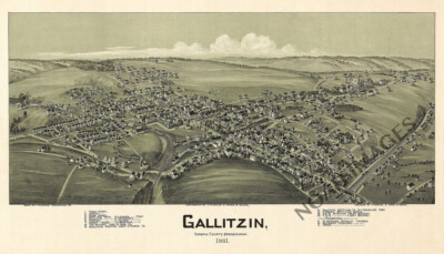 Panoramic Map of Gallitzin Pennsylvania 16x24