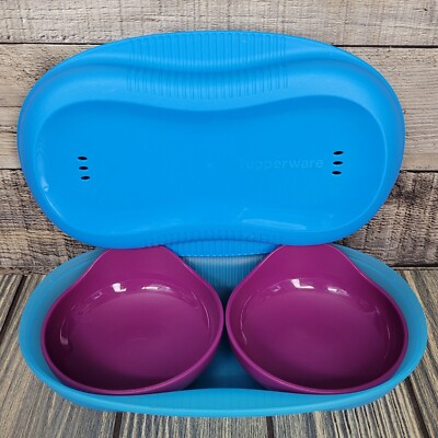 Tupperware Breakfast Maker Microwave Egg/Omelet Cooker Blue w/Inserts #6996 EUC