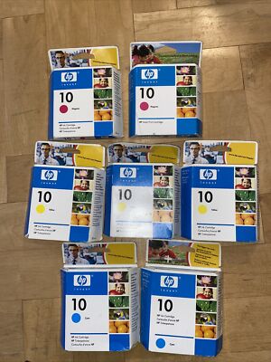 Neu HP 10 Tinte x 7 Stück Gelb, Magenta und Cyan je 28ml 
