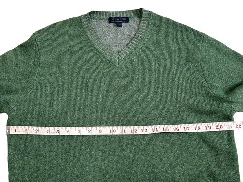 GLEN ROYAL 100% Cashmere Sweater SIZE Large Green V-Neck Knit Long Sleeve - Picture 4 of 9