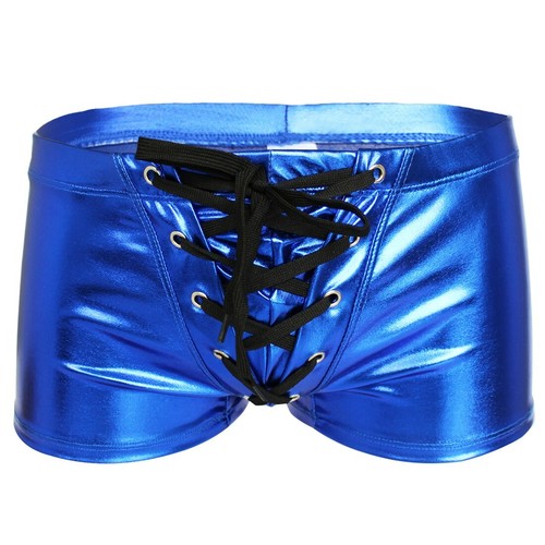 UK Men's Wet Look Leather Boxer Shorts Jackstrap Shiny Underwear Low Rise Briefs - Picture 17 of 48