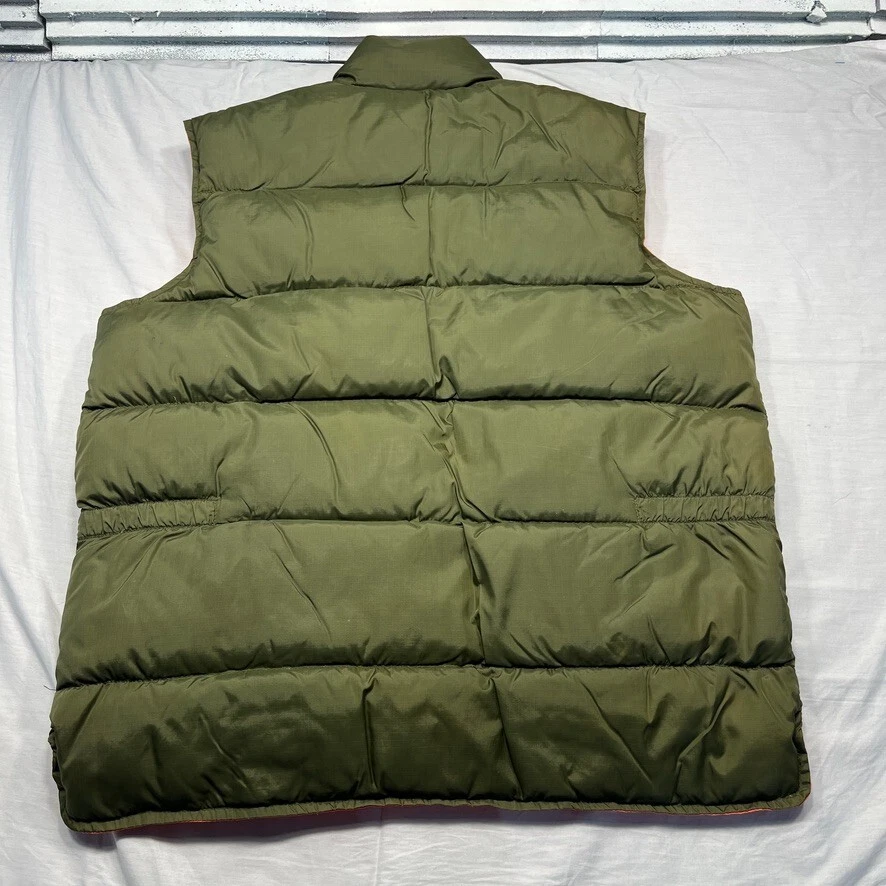 Vintage Sears Puffer Vest Mens XL Green Down Full Zip Reversible Hunting Pockets - Image 3 of 4