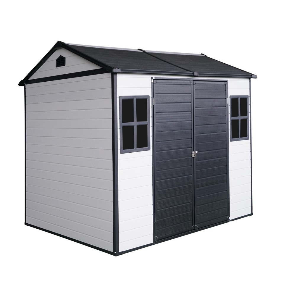 8x6 FT Outdoor Resin Storage Shed Waterproof Plastic Storage Shed W
