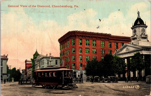 Vista de Diamond Chambersburg Pennsylvania postal Leighton Valentine 1914 - Imagen 1 de 2
