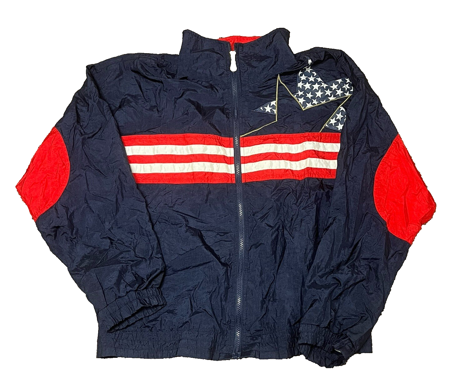 Giacca a vento FILA vintage USA anni 90 donna tg 10 rosso bianco blu stelle