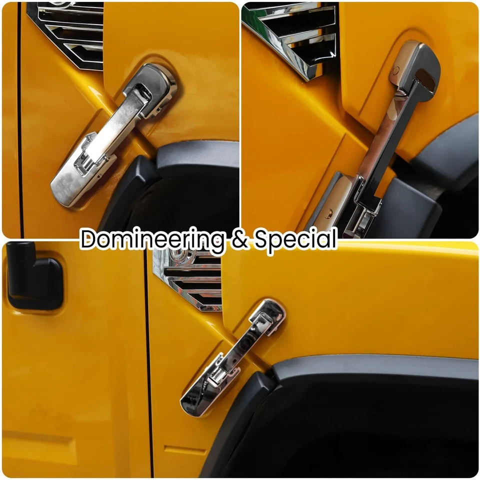 Juego de resorte de pestillo y pestillo de capó cromado Billet para Hummer H2 03-09 Foto 3 de 4