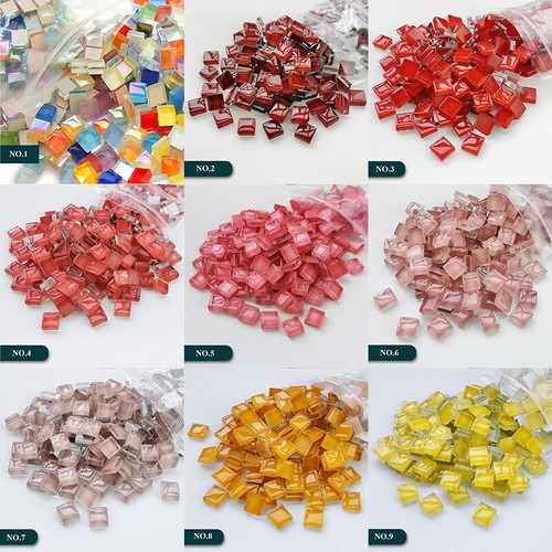 1100pcs Carré Cristal Mosaïque Tuile Patch Deocr Fournitures Vitrail DIY Craft - Afbeelding 15 van 41