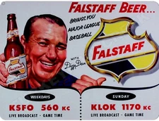 Dizzy Dean Falstaff Beer 9" x 12" Metal Sign