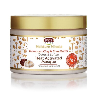 African Pride Moisture Miracle Moroccan Clay Detox Heat Activated Masque 12oz