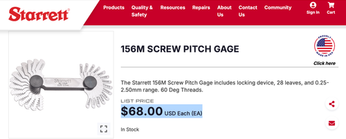 New! STARRETT No.156M Screw Pitch Gage; 28 Leaves & 0.25 - 2.50mm Range.USA Made - 第 4/13 張圖片