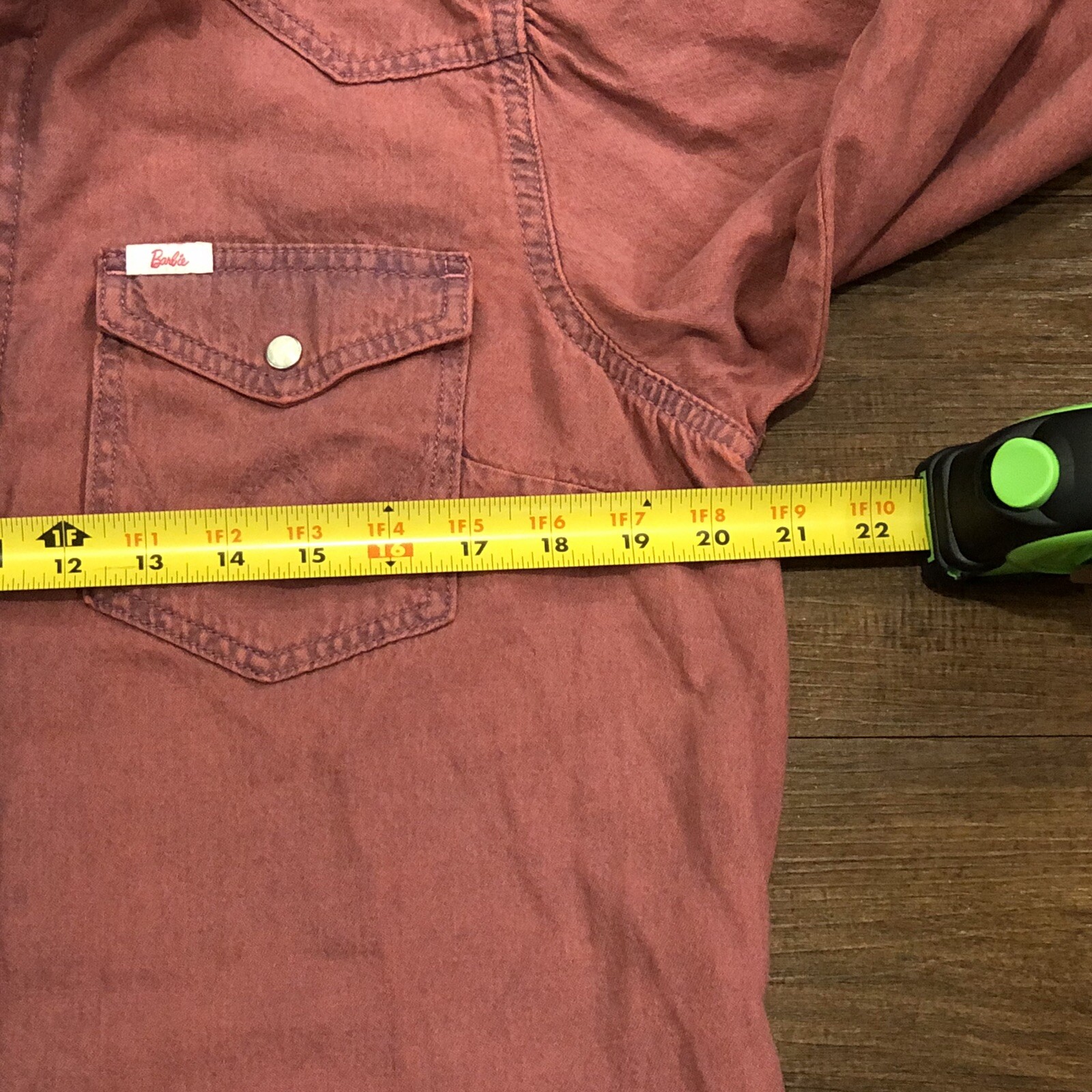 Wrangler X Barbie Denim Pearl Snap Dress Pink With Pockets Womens Size Large L