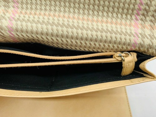 Lauren Ralph Lauren Womens Wallet Wool Houndstooth Beige Trifold Leather Inside - Picture 8 of 10