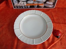 Bello Piatto Rotondo IN Porcellana di Limoges Decoro Bianco E Color Oro