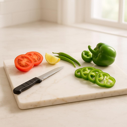 Home Basics Multi-Purpose Pastry Marble Tray Cutting Board Slab with Non-Slip... - Picture 8 of 12