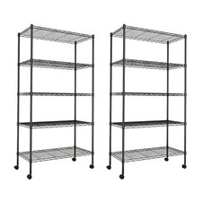 5-Shelf Storage Shelving Unit 1250lbs Loading Capacity Wire Rack Black 2 Pack
