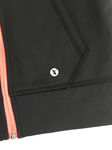 XERSION Boys S6-7 Black Neon Orange Jacket Hoodie Zip up Long Sleeves a/a15 3/4" - Picture 5 of 10