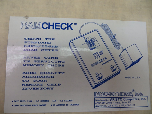 RAMCHECK Innovations 64kb/256kb Computer Dram Chip Tester 8338-AL made in USA - Picture 12 of 17