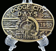 Dodge City Days Kansas Western Cowboy Award Design Medals Vintage Belt Buckle