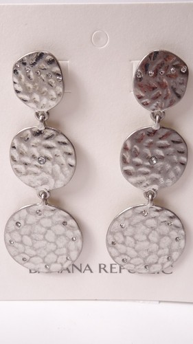 Banana Republic Women's Antique Silver Hammered Crystal Circle Link Bracelet NWT - Picture 10 of 15