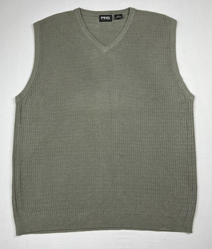 Ping Collection Men's Size L Light Green V-Neck 100% Silk Sweater Vest - Afbeelding 1 van 5