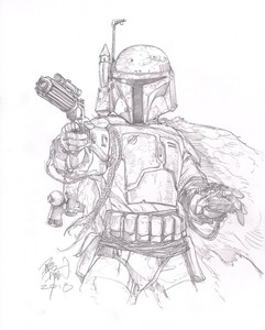 Dave-Dorman-Signed-Original-Star-Wars-Comic-Art-Sketch-Boba-Fett
