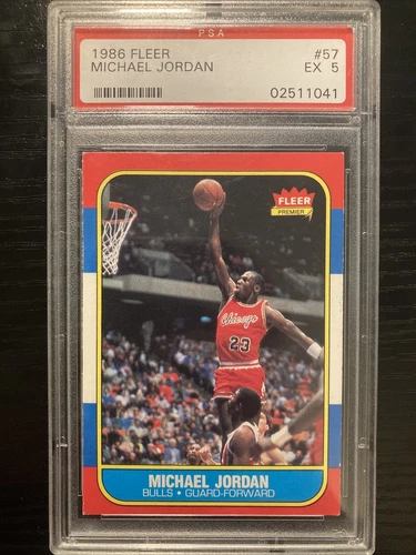 1986 FLEER MICHAEL JORDAN ROOKIE CARD #57 PSA EX 5-CHICAGO BULLS