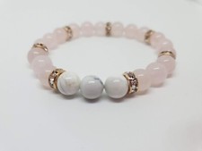 HEALING HOWLITE AND ROSE QUARZ BRACELET LOVE & WISDOM & FERTILITY