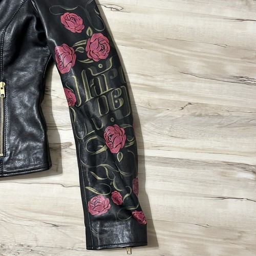 Hard Rock Cafe Lamb Leather Motorcycle Jacket Women's Size Small Black Laura Be - Afbeelding 5 van 14