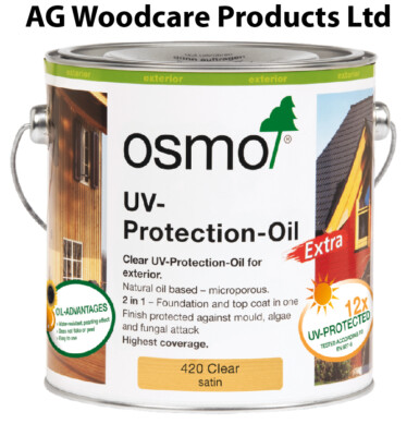 Osmo UV Protection Oil 410 / 420 - 0.75L / 2.5L / 3L Exterior Clear Wood UV Oil