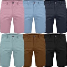 New Mens Slim Fit Chino Shorts Stretch Cotton Elastane Casual Summer Size 30-42
