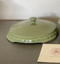 LONGABERGER WT GRANDMA BONNIE"S  10" POTTERY  PIE  PLATE LID ONLY-SAGE GREEN-NIB
