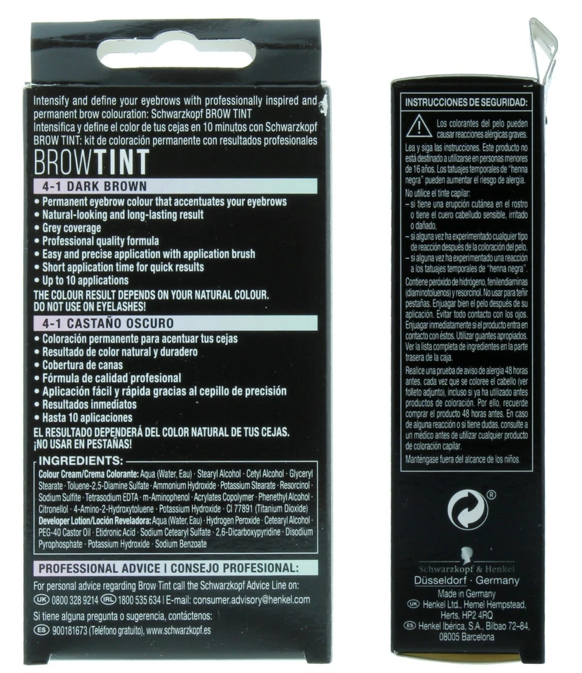 Tinte de cejas Schwarzkopf, tinte de cejas de fórmula profesional, kit de tintado de cejas 17 ml Foto 2 de 4