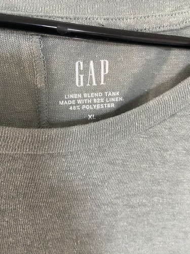Gap Tank Top Extra Large Green Womens Linen Blend Scoop Neck Lightweight New - Picture 2 of 6