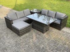 Fimous Rattan Outdoor Furniture Sofa Set Adjustable Rising Lifting Dining Table