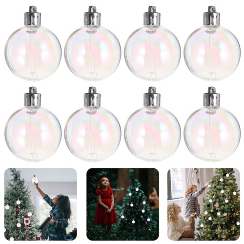 12 Pcs Holiday Tree Decoration Iridescent Christmas Balls Clear Fillable Baubles - Picture 10 of 12